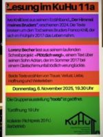 6.11.2025, 19.30: Der Himmel meines Bruders - Lesung im KuHu 11a