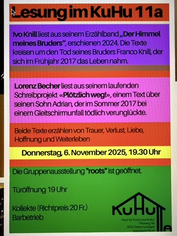 6.11.2025, 19.30: Der Himmel meines Bruders – Lesung im KuHu 11a
